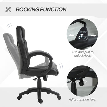 HOMCOM Racing Gaming Chair Office Chair Computer Desk Gamer Chair with Swivel Wheels, Padded Headrest, Tilt Function, Black