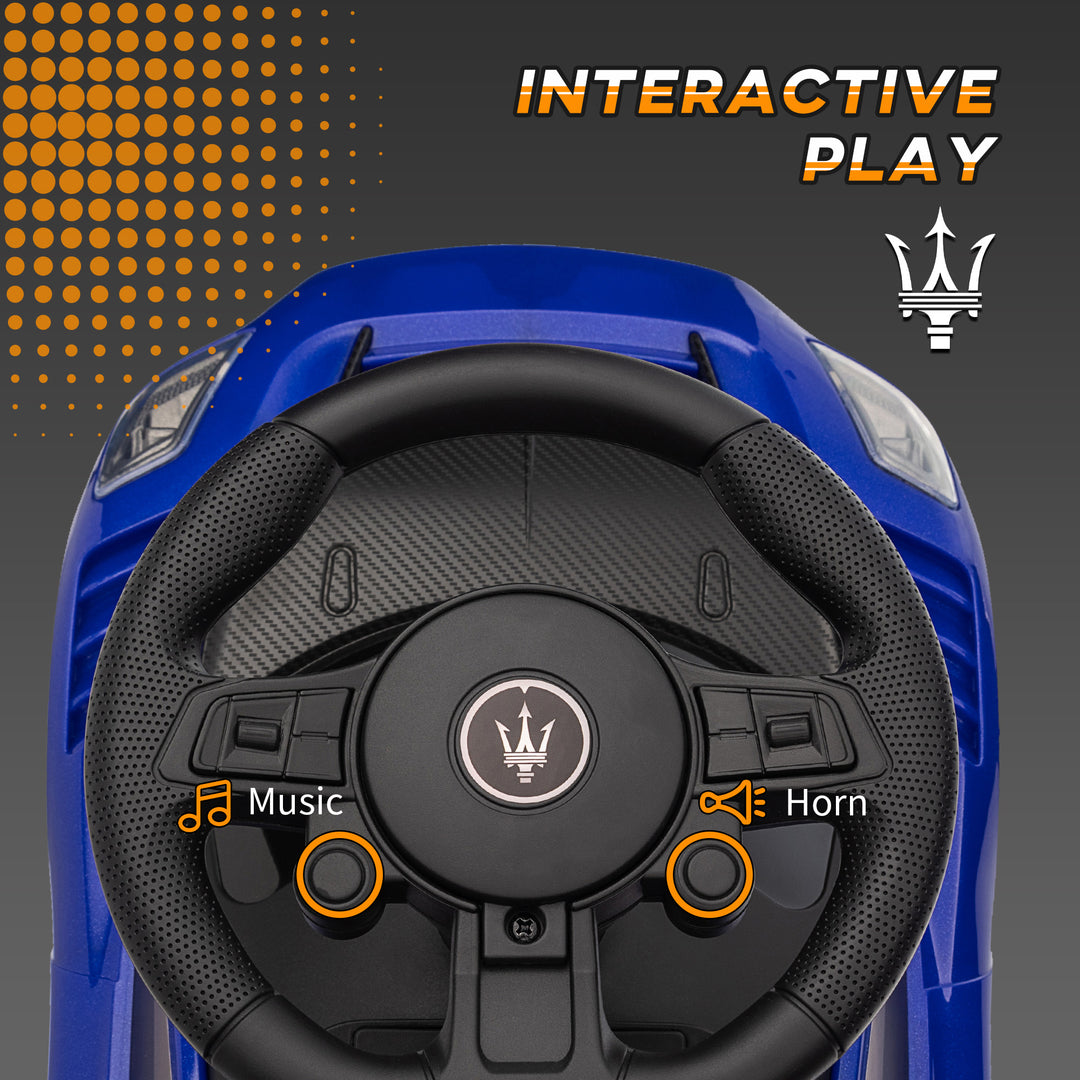 Qaba Licensed Maserati GT2 Baby Sliding Car with Storage, Music, Horn, Foot to Floor Toddler Car for 18-60 Months, Pink