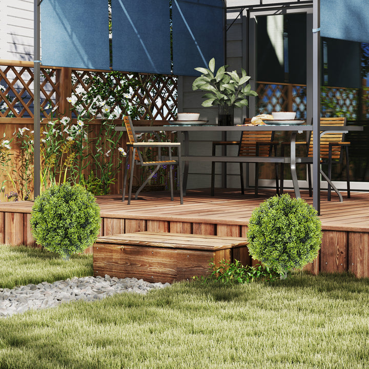 HOMCOM Artificial Boxwood Topiary Trees Set of 2 with Ground Stake, UV Resistant Fake Plants for Indoor Outdoor, Green