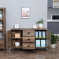 HOMCOM Industrial Sideboard Buffet Storage Cabinet Cupboard with 2 Doors, 3 Drawers and Shelves for Dining Room, Living Room, Brown