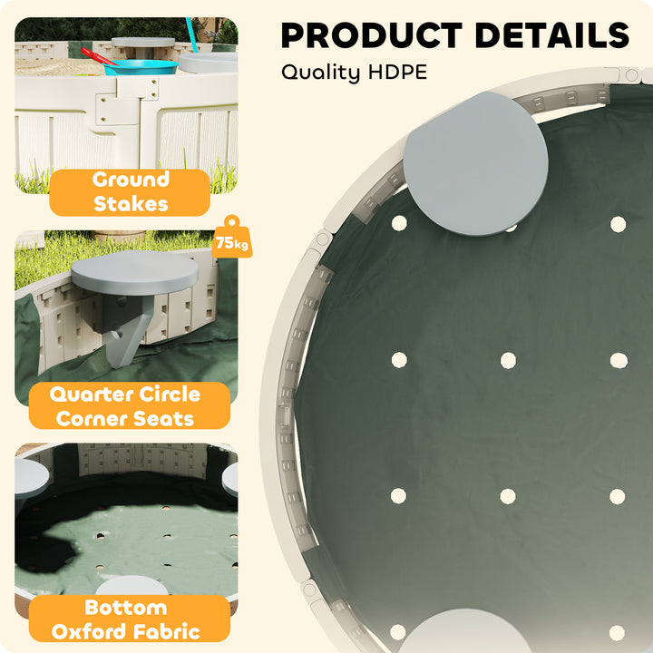 Outsunny Kids Outdoor Sandbox with Cover Waterproof Oxford Canopy, Bottom Fabric Liner, Children Playset for 3-12 years old, Backyard, Brown