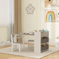 Qaba Kids Table and Chairs Set, Toddler Art Table and Chair Set with Paper Roll, Storage Shelves and Drawers, Grey