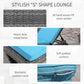 Outsunny Outdoor Adjustable Wicker Chaise Lounge Chair with Cushion & Wheels for Patio, Deck, Poolside, Sky Blue
