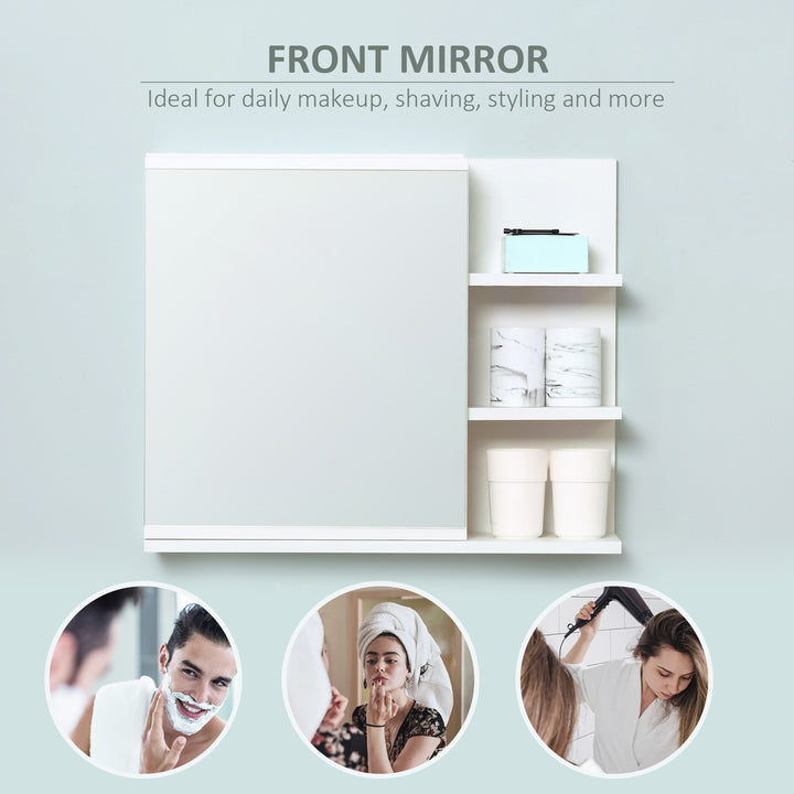 kleankin Medicine Cabinet with Mirror, Wall Mounted Bathroom Mirror Cabinet, Bathroom Wall Cabinet with 3 Open Shelves, Natural