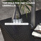 Outsunny Rattan Wicker Side Table, 21.3" Square Outdoor End Table with Umbrella Hole 2-Tier Storage for Patio Garden Mixed Brown