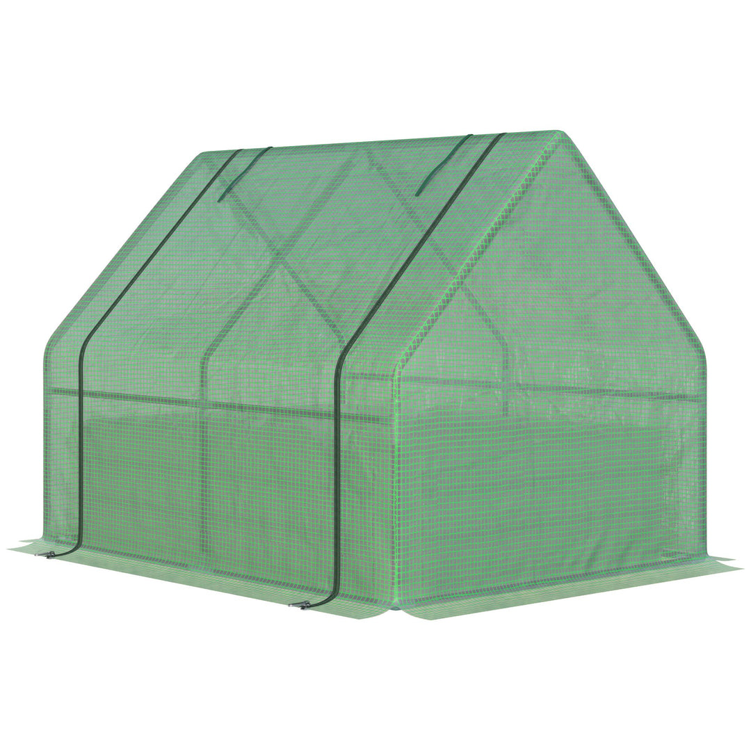 Outsunny Steel Outdoor Raised Garden Bed with Greenhouse,Cover, Roll Up Door, Dual Use, 50"x37.4"x36.2", Green