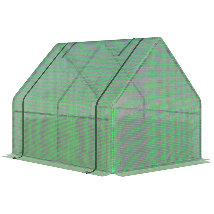 Outsunny Steel Outdoor Raised Garden Bed with Greenhouse,Cover, Roll Up Door, Dual Use, 50"x37.4"x36.2", Green