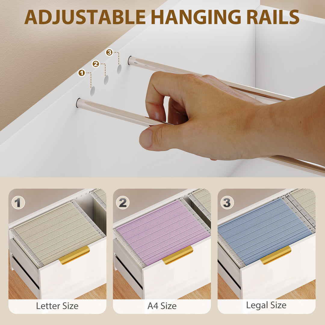 HOMCOM Lateral File Cabinet with 2 Drawers, Modern Filing Cabinet for Letter/A4/Legal Size Files, High Gloss Black