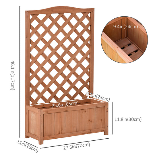 Outsunny Wood Planter with Trellis for Vine Climbing, Raised Garden Bed to Grow Vegetables for Backyard, 28" x 11" x 46", Brown