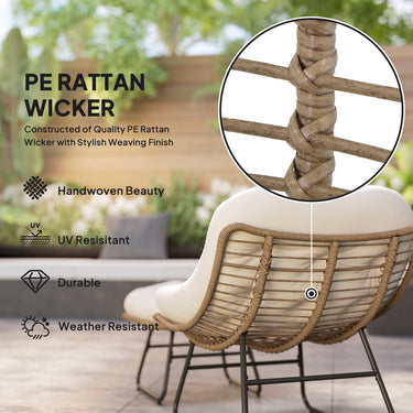 Outsunny Rattan Chair w/ Stool, Cushion, Adjustable Foot Pads, Natural