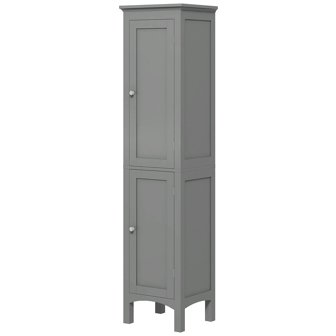 kleankin Tall Bathroom Cabinet, Freestanding Storage Organizer with Adjustable Shelves and Cupboards, 15" x 13" x 63", White