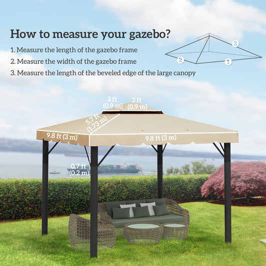 Outsunny 10' x 10' Gazebo Replacement Canopy, Gazebo Top Cover with Double Vented Roof for Garden Patio Outdoor TOP ONLY, Beige