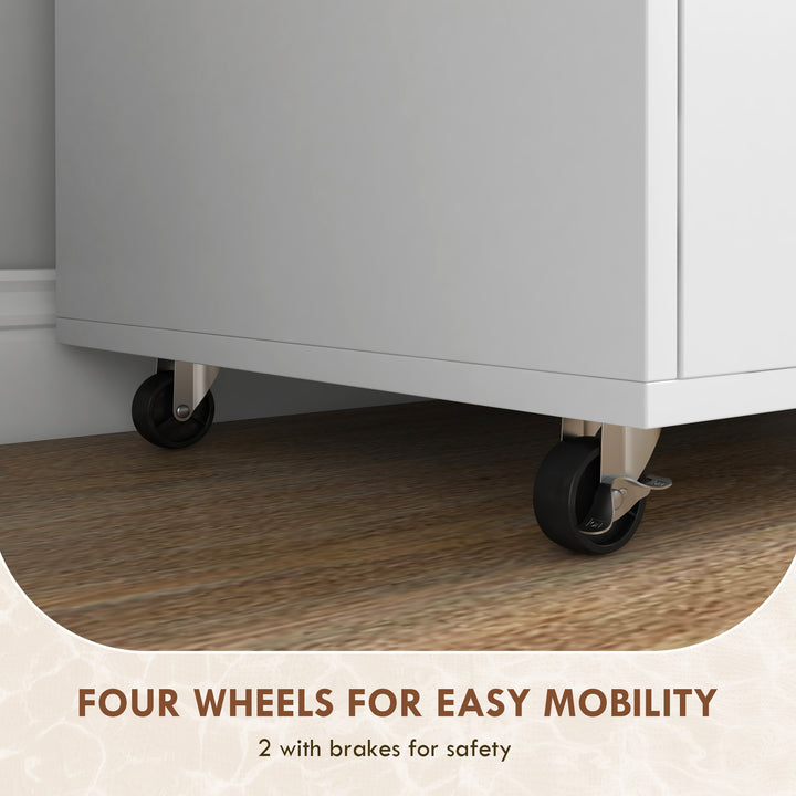 Vinsetto Mobile Filing Cabinet, Rolling File Cabinet with Drawer and Adjustable Hanging Bar for Letter, A4 and Legal Size, White