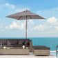 Outsunny 6.6x5ft Square Market Parasol, Wooden Patio Umbrella with Tilt Mechanism and 6 Bamboo Ribs, Garden Sunshade, Wine Red