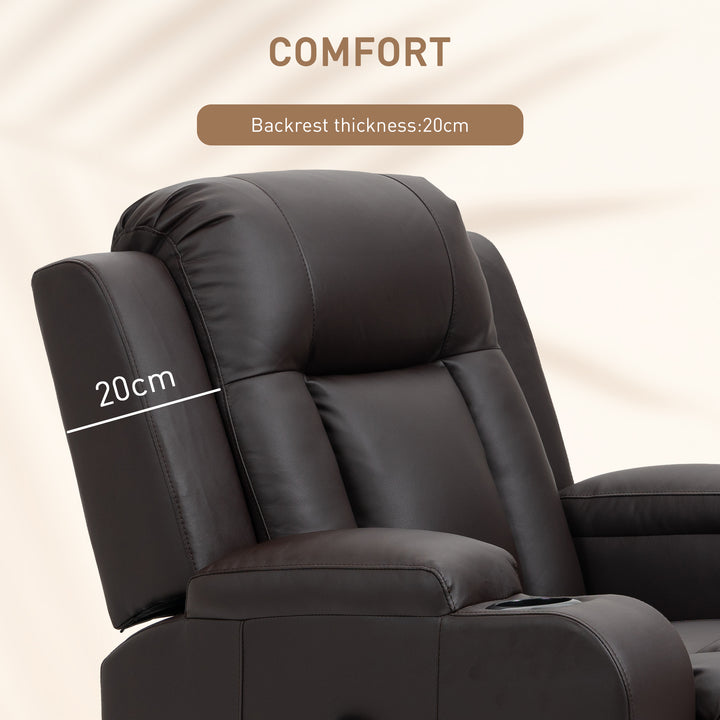 HOMCOM Swivel Massage Recliner Chair Rocker, Overstuffed Manual Reclining Sofa, PU Leather Rocking Chair with Side Pockets, Cup Holders, for Living Room, Nursery, Brown