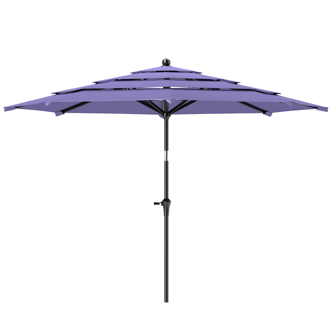 Outsunny 10.7FT Patio Umbrella with 8 Ribs, Crank, Push Button Tilt, Air Vents, for Backyard, Deck and Lawn, Purple