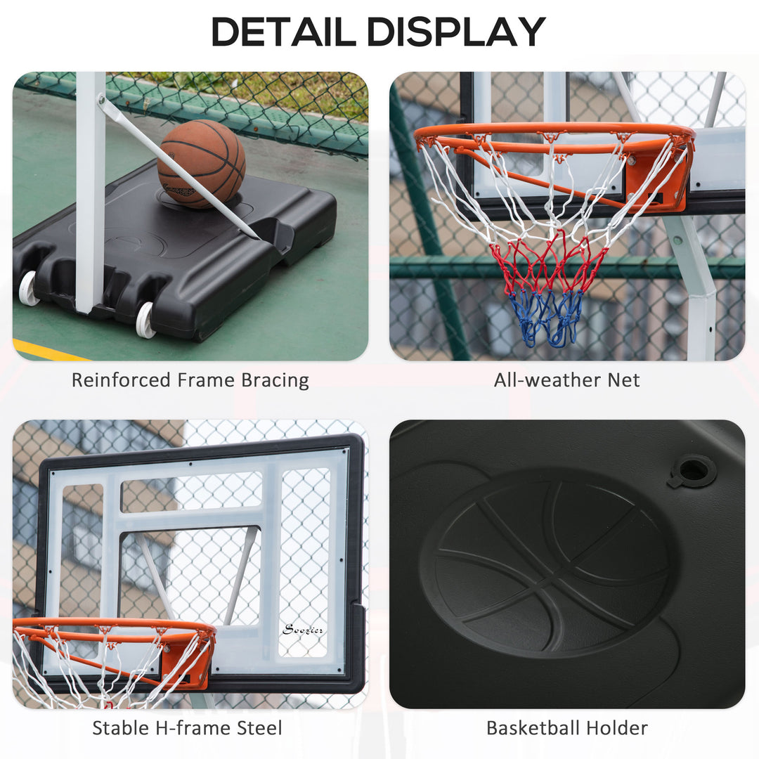 Soozier Portable Basketball Hoop, 7ft-8.5ft Height Adjustable Basketball System with Wheels & 32.3" Backboard for Youth Junior