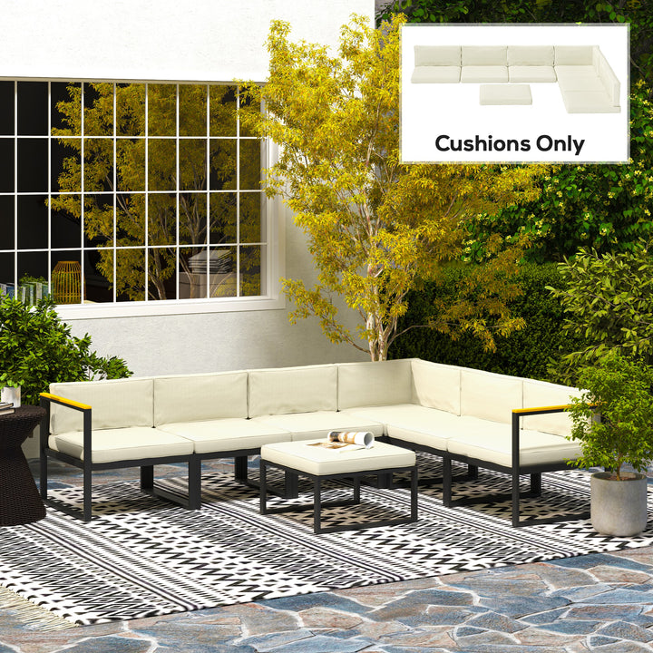 Outsunny Replacement Cushions for Rattan Furniture, 14 Piece Outdoor Seat Cushion Pad for Patio Set, 7 Seat and 7 Back, Cream