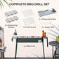 Outsunny Portable BBQ Grill, Charcoal Grill with Side Seasoning Baskets, Hooks and Nets for Outdoor, Picnic, Camping, Dark Green
