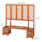 Outsunny Wood Outdoor Bench with Trellis for Climbing Plants and 2 Planter Boxes Garden Planter with Bench Privacy Panel Brown