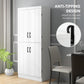 HOMCOM 70" 4-Door Storage Cabinet, Freestanding Pantry Cabinet with Adjustable Shelves for Living Room, Natural
