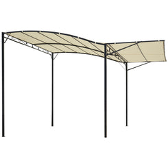 Outsunny 10x8ft Patio Metal Gazebo with Extendable Side Awning Outdoor Shelter Garden Sun Shade Canopy Deck Door Window Awning Cream White