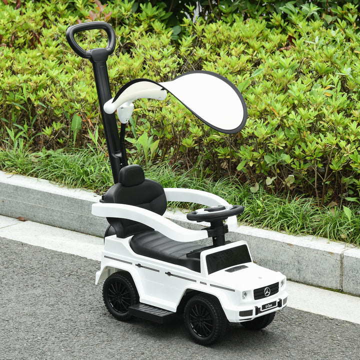 Aosom Mercedes-Benz G350 Licensed Push Car, 3-in-1 Toddler Sliding Car with Horn, Steering, Foot Rest, Seat Storage, Black