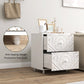HOMCOM Mid-Century Bedside Table, Nightstand with 2 Drawers, Side End Table for Bedroom, White