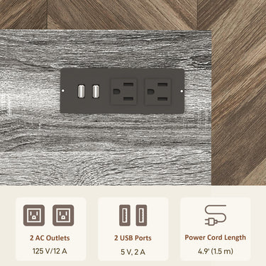 HOMCOM Mobile Printer Stand with Charging Station USB Ports Locking Filing Cabinet for A4 Letter Size Grey