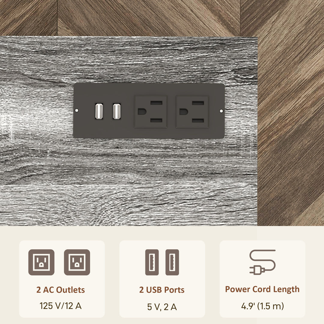 HOMCOM Mobile Printer Stand with Charging Station USB Ports Locking Filing Cabinet for A4 Letter Size Grey