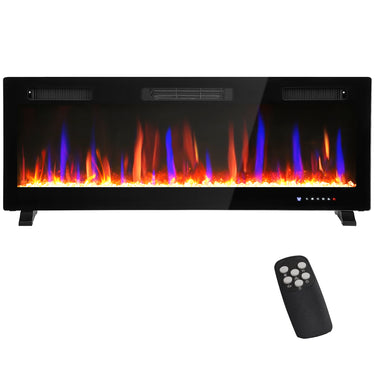 HOMCOM 50" Thin Electric Fireplace, Freestanding, Wall Mounted Fireplace Heater with Eco Mode, Auto Switch, Remote, 1500W