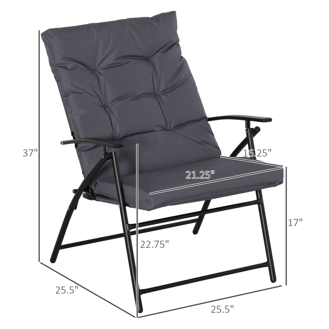 Outsunny Set of 2 Outdoor Folding Chairs with Adjustable Backrest, Padded Camping Chairs for Outdoor Events, Grey