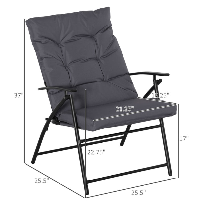 Outsunny Set of 2 Outdoor Folding Chairs with Adjustable Backrest, Padded Camping Chairs for Outdoor Events, Grey