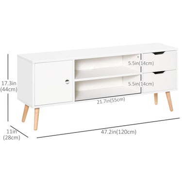 HOMCOM TV Stand for TVs up to 50", TV Cabinet with Shelves, Drawers and Cable Hole, Entertainment Unit for Living Room, White