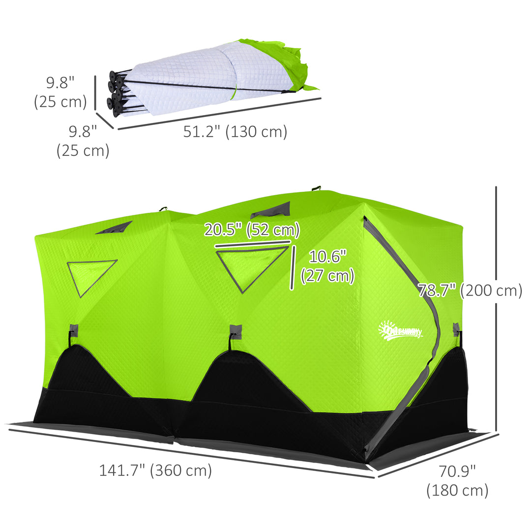 Outsunny 8-Person Insulated Ice Fishing Tent Shelter with Ventilation Windows and Carry Bag, for -22℉, Blue