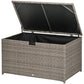 Outsunny 113 Gallon Outdoor Storage Box, Rattan Deck Box for Indoor, Patio Furniture Cushions, Grey