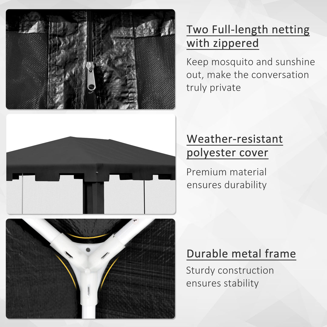 Outsunny 10x13ft Gazebo Party Tent Outdoor Canopy Garden Sun Shade w/Mesh Sidewalls, White