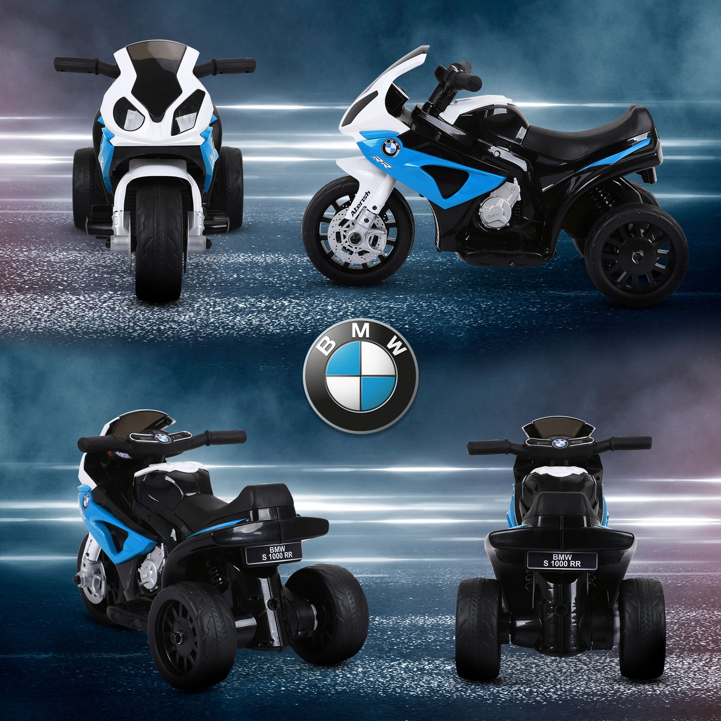 Aosom Kids Motorcycle, 6V Battery Powered Toddler Motorcycle with Headlight, Music, 3 Wheels Electric Motorcycle for Kids, Licensed BMW, Gift for Boys & Girls -Black