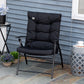 Outsunny Foldable Lounge Chair, Fabric Upholstered Recliner, Outdoor Lounger with Armrest, Metal Frame for Backyard, Blue