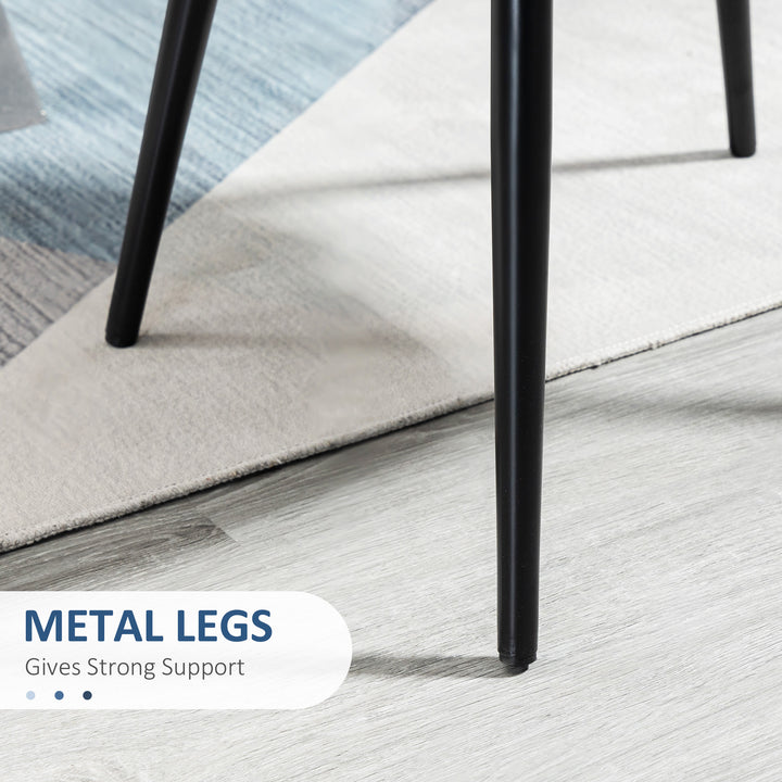 HOMCOM Modern Dining Chairs, Mid-Back Velvet-touch Upholstery Side Chair, Table Chair for Living Room, Dining Room, Dark Blue, Set of 4