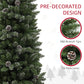 HOMCOM 6ft Artificial Pencil Christmas Tree with 618 Branches, Pinecones, Metal Stand, Realistic Xmas Tree for Home