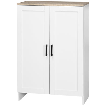 HOMCOM Modern Storage Cabinet with Doors and Adjustable Shelf for Kitchen, Living room, 23.6" x 11.8" x 35.4", White
