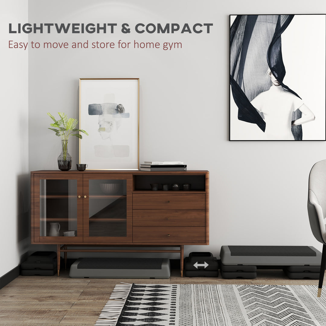 Soozier Adjustable Exercise Step Platform, 3-Level with Risers 4", 6", 8" Aerobic Stepper, 550lbs Weight Capacity, Grey