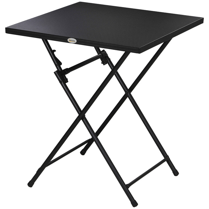 Outsunny Folding Coffee Table, Folding Patio Table, Square Small Side Table with Metal Plate Top, 23.6" x 23.6", Black