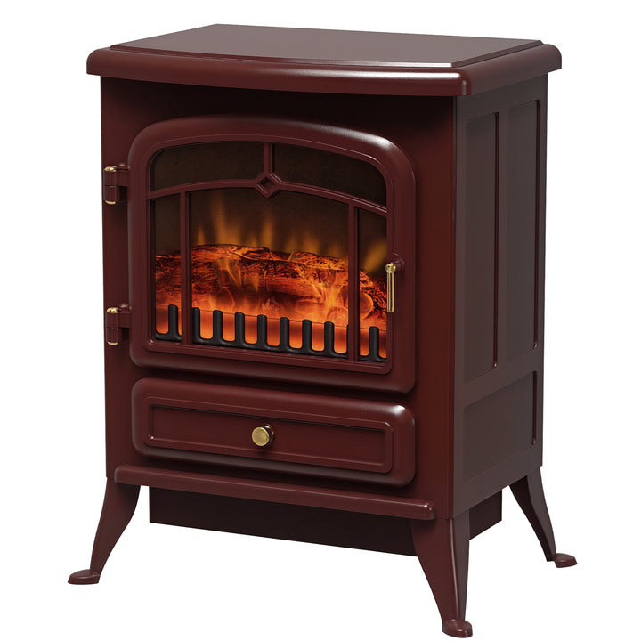 HOMCOM 16" Free Standing Electric Fireplace Portable Adjustable Stove with Heater Wood Burning Flame 750/1500W White