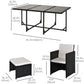 Outsunny 11 Pieces Wicker Patio Dining Set, Space-saving Outdoor Furniture Set with Removable Cushions, Glass Top Dining Table, 6 Armchairs, 4 Ottomans, PE Rattan Conversation Set