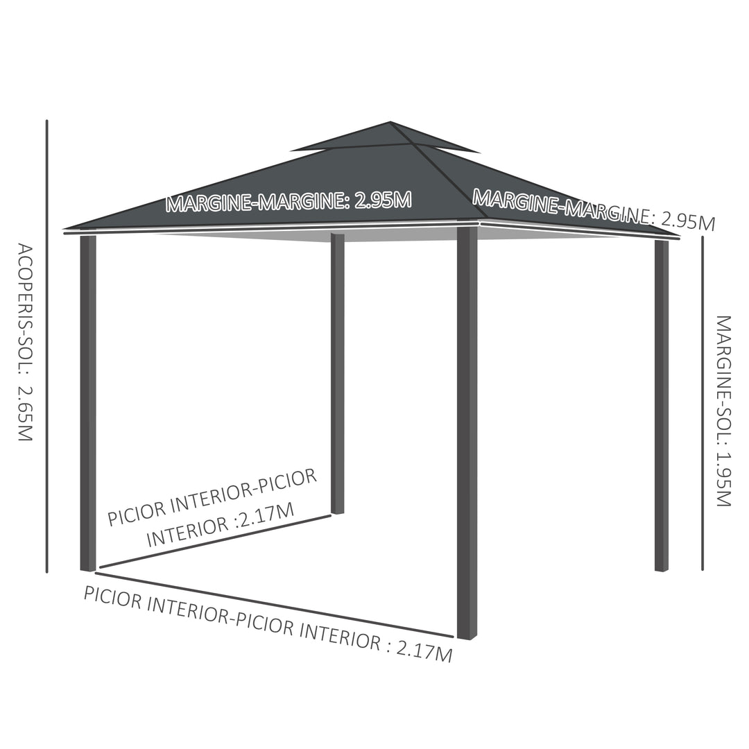 Outsunny 10' x 10' Patio Gazebo Outdoor, Canopy Shelter with Double-tier Roof, Pavilion Sidewalls for Garden Events, Cream White