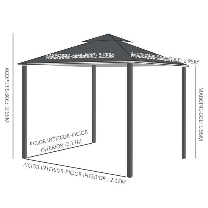 Outsunny 10' x 10' Patio Gazebo Outdoor, Canopy Shelter with Double-tier Roof, Pavilion Sidewalls for Garden Events, Cream White
