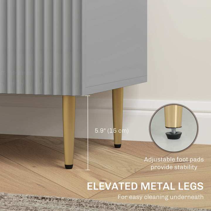 HOMCOM Modern Kitchen Storage Cabinet, Sideboard Buffet Cabinet w/ 3 Drawers and Adjustable Shelves for Kitchen Hallway, Grey