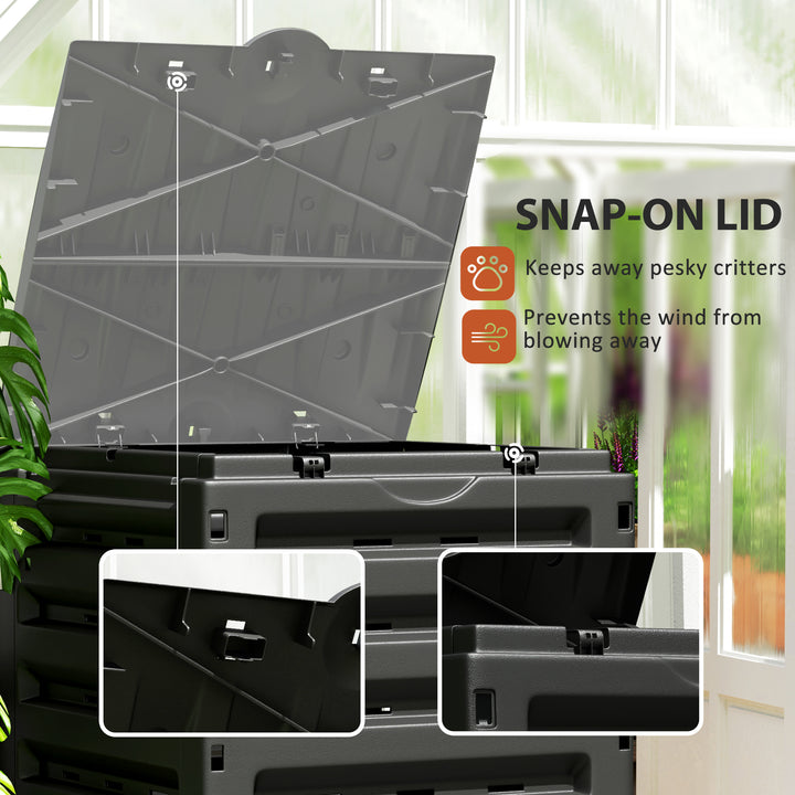 Outsunny Compost Bin, Garden Composter with 80 Vents and 2 Sliding Doors, 120 Gallon (450L), Black
